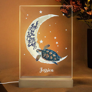 I Love You To The Moon And Back Turtle Personalized Rectangle Acrylic Plaque LED Lamp Night Light