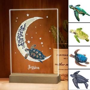 I Love You To The Moon And Back Turtle Personalized Rectangle Acrylic Plaque LED Lamp Night Light