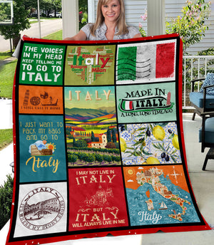 Italy Fleece Blanket With Flag And Sayings