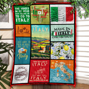 Italy Fleece Blanket With Flag And Sayings - Fleece Blanket Born Teezalo