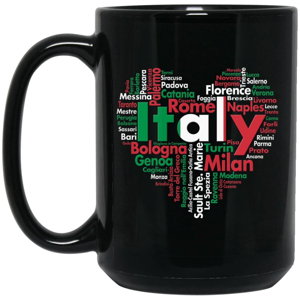 Italy Flag Heart With Cities Around Mug - Mug Born Teezalo