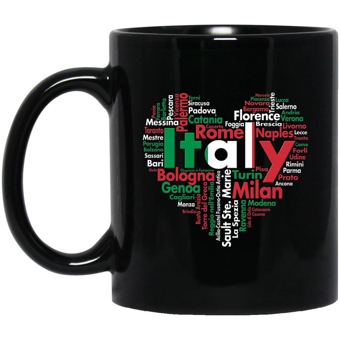 Italy Flag Heart With Cities Around Mug - Mug Born Teezalo