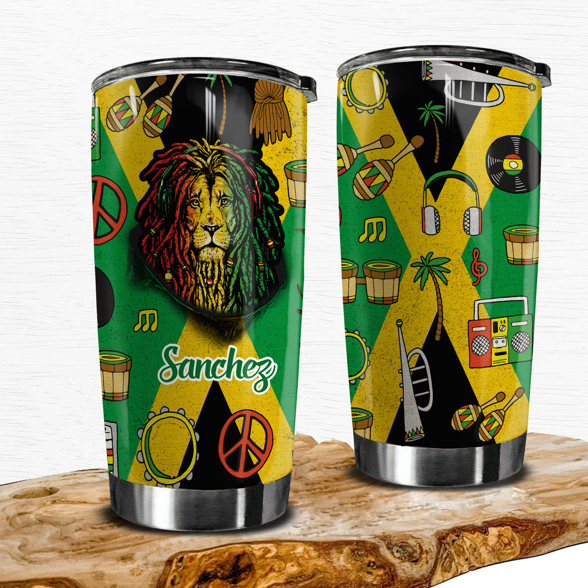 Jamaica Flag Personalized Tumbler With Lion