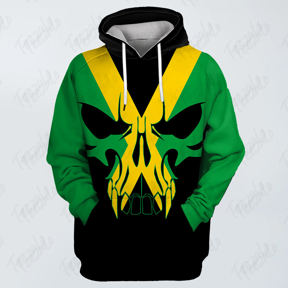 Jamaica Flag Skull 3D Personalized Men Hoodie