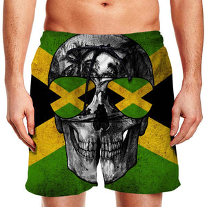 Jamaica Men Beach Shorts With Funny Skull