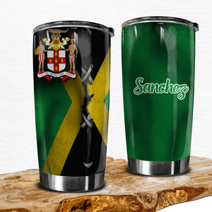 Jamaica Tumbler Symbol And Flag Personalized 20z Steel Cup - Tumbler Born Teezalo