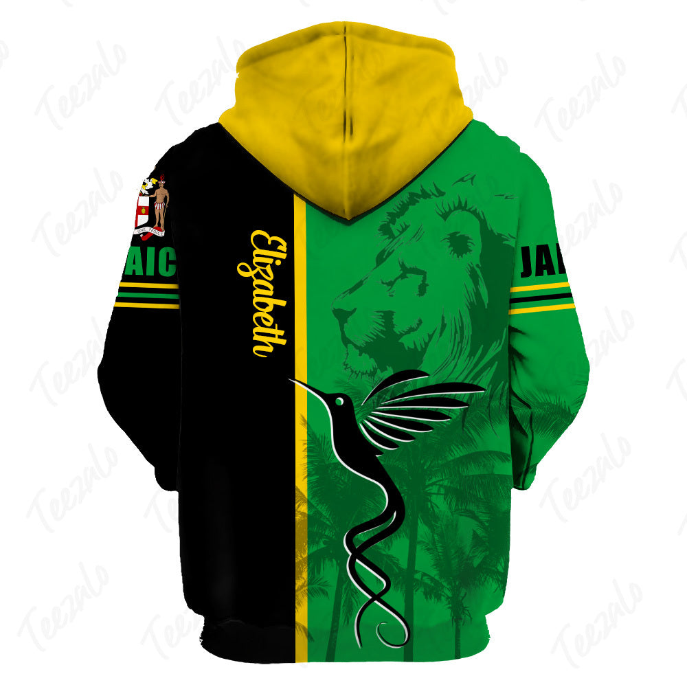 Jamaica Flag Half Landscapes Custom Your Name 3D Hoodie