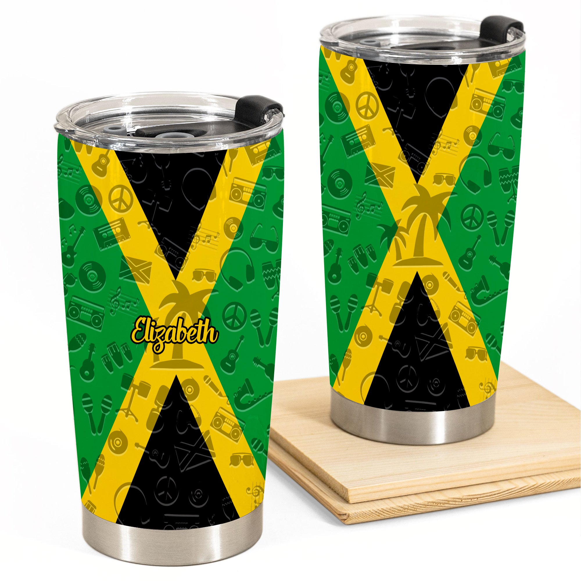 Jamaica Flag And Symbols Personalized Tumbler With Your Name - Tumbler Born Teezalo