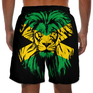 Lion On Jamaica Flag Men's Beach Short