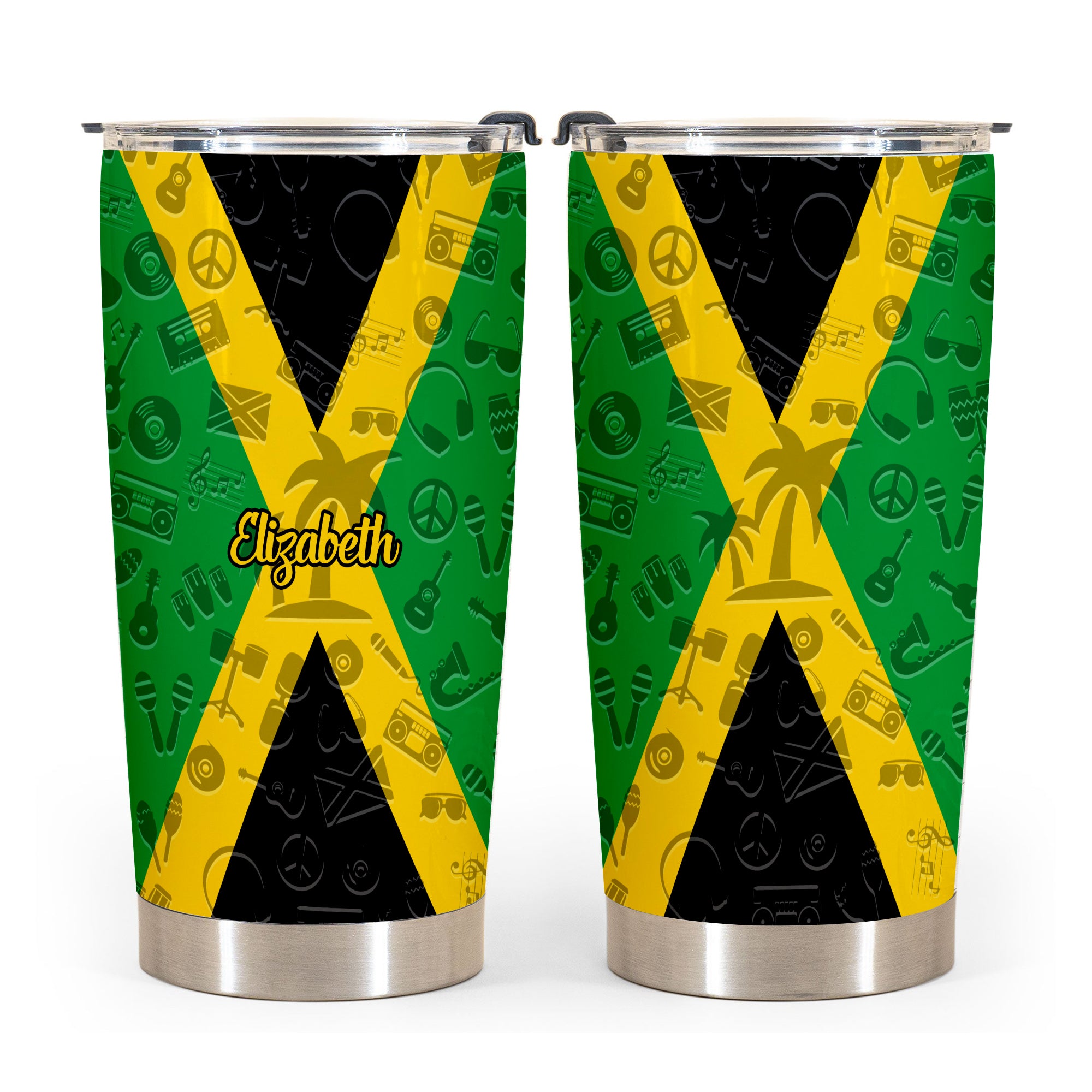 Jamaica Flag And Symbols Personalized Tumbler With Your Name - Tumbler Born Teezalo