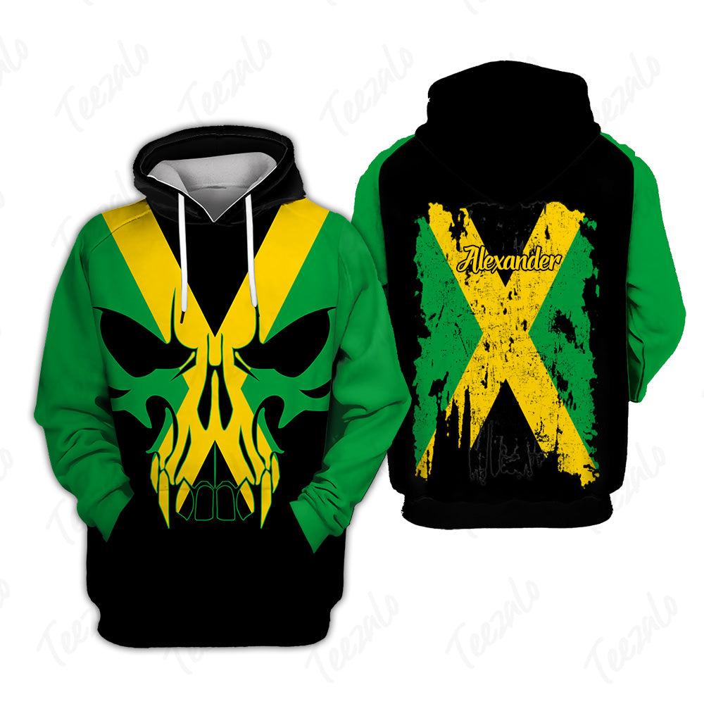 Jamaica Flag Skull 3D Personalized Men Hoodie