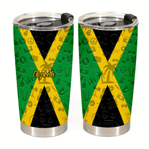 Jamaica Flag And Symbols Personalized Tumbler With Your Name - Tumbler Born Teezalo