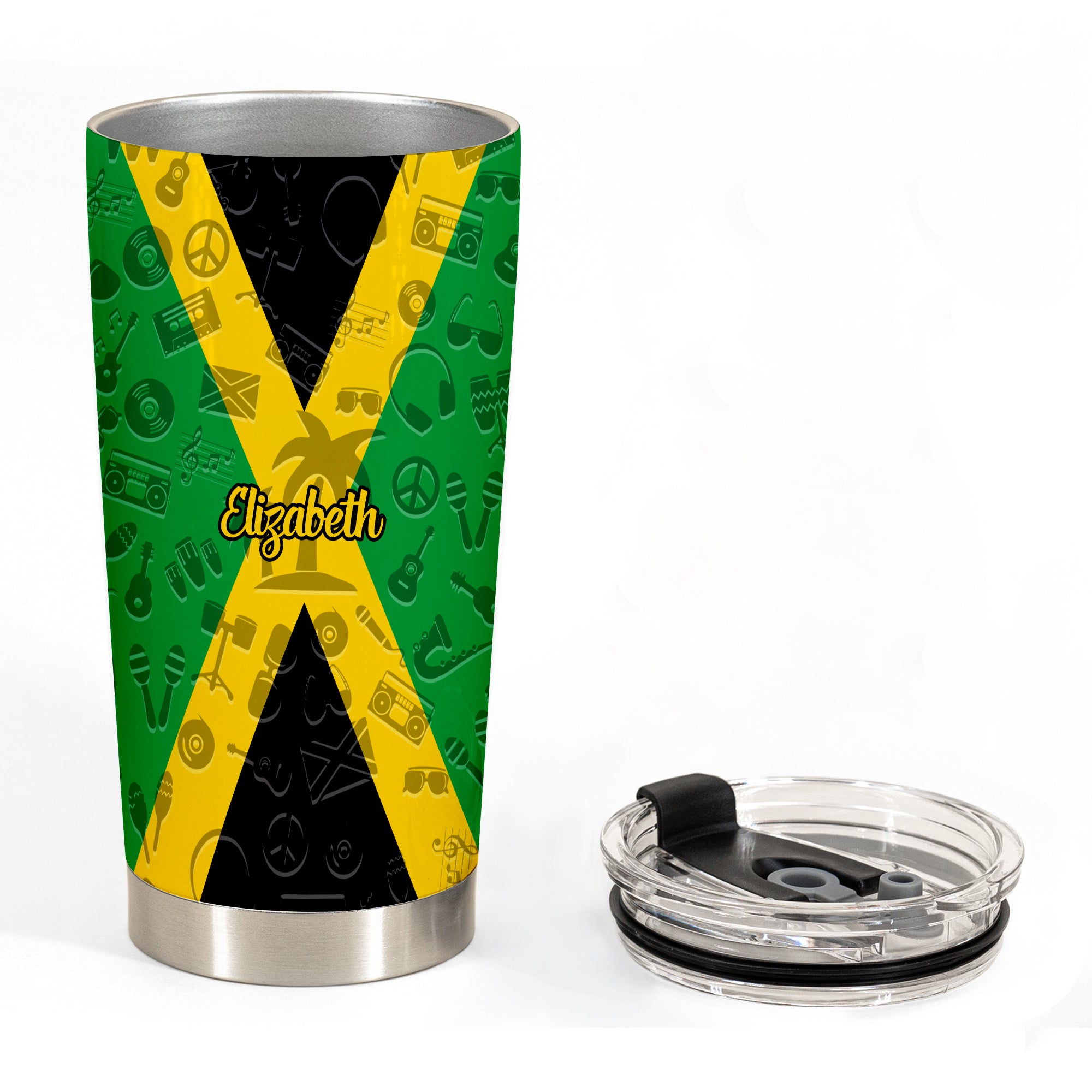 Jamaica Flag And Symbols Personalized Tumbler With Your Name - Tumbler Born Teezalo