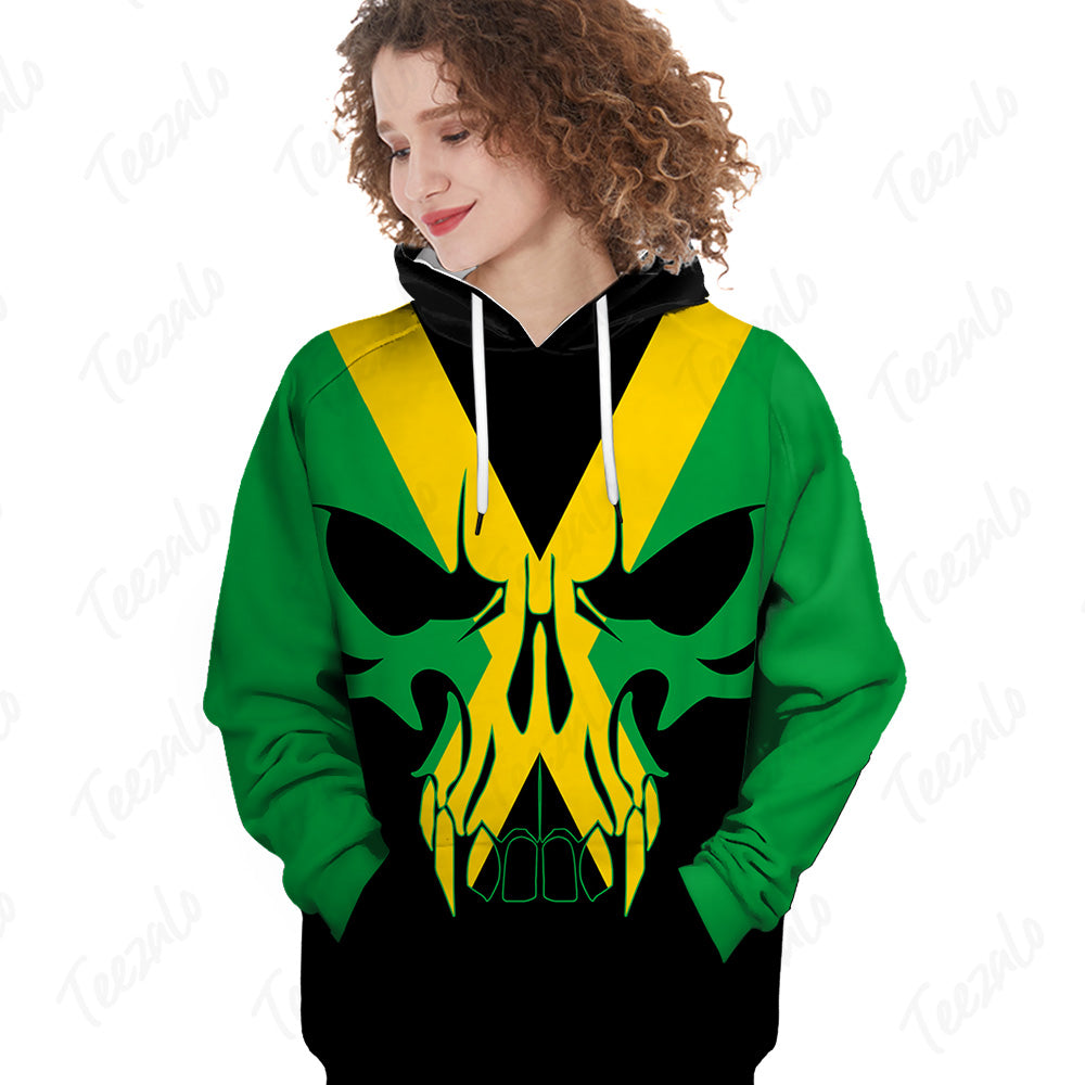 Jamaica Flag Skull 3D Personalized Men Hoodie