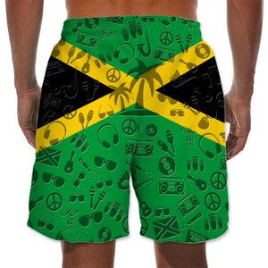 Jamaica Men Beach Shorts With Symbols On Flag