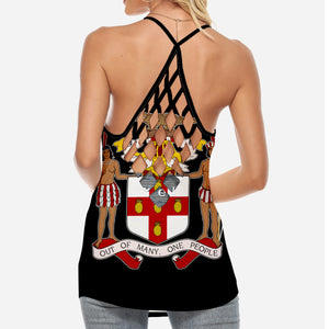 Jamaica Coat Of Arms Flag Criss Cross Tank Top With American Flag
