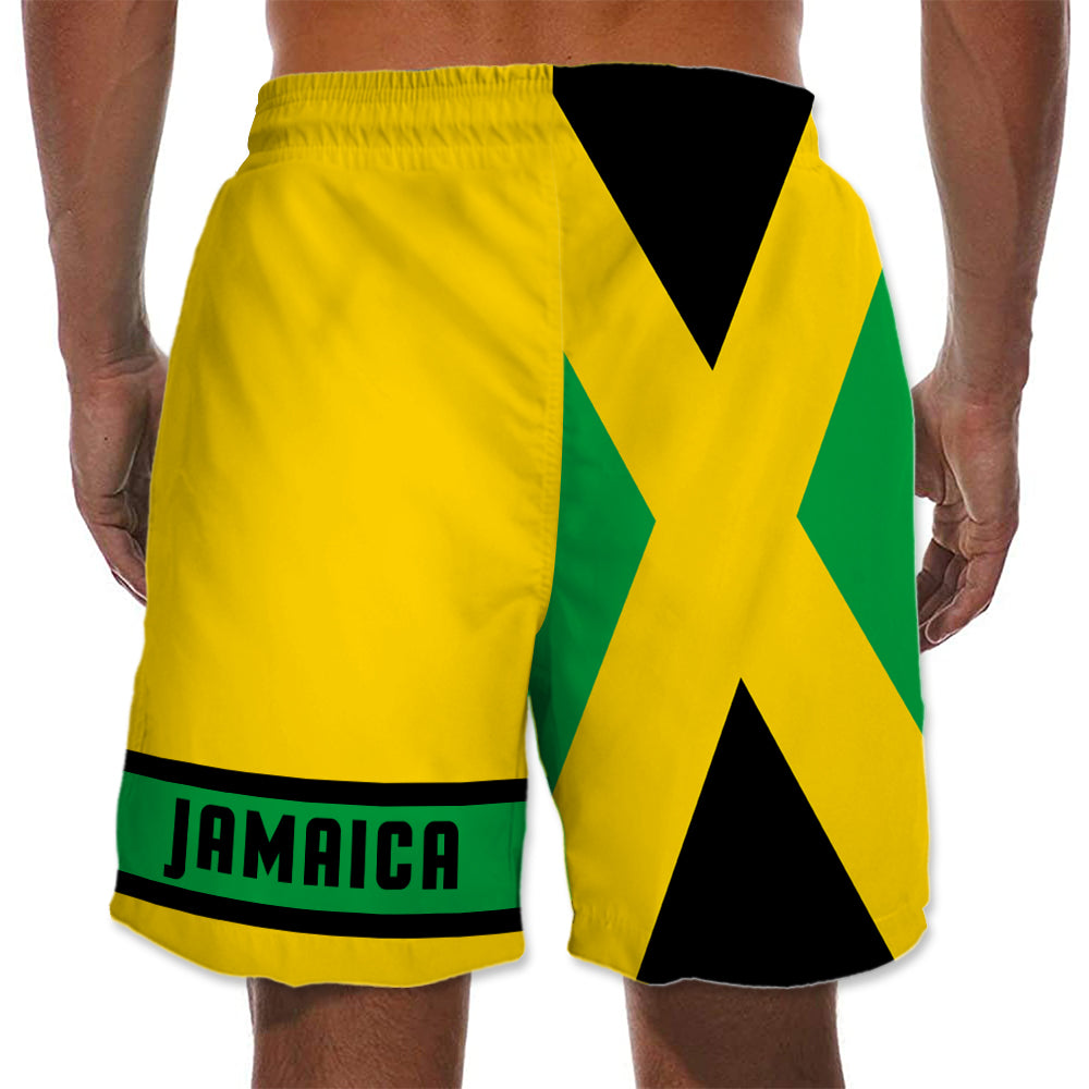 Jamaica Men Beach Shorts Doctor Bird And Flag