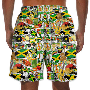 Jamaica Men Beach Shorts With Many Symbols