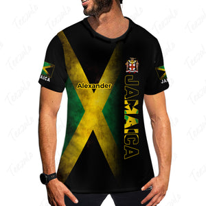 Jamaica Custom Your Name 3D T-shirt Half Flag And Jamaica