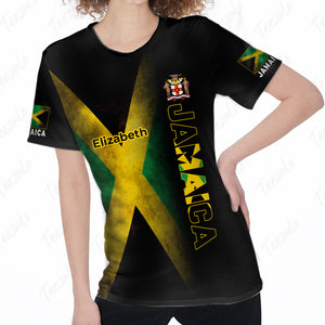 Jamaica Custom Your Name 3D T-shirt Half Flag And Jamaica