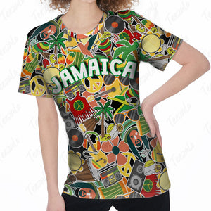 Jamaica With Symbols Prints In Full T-shirt