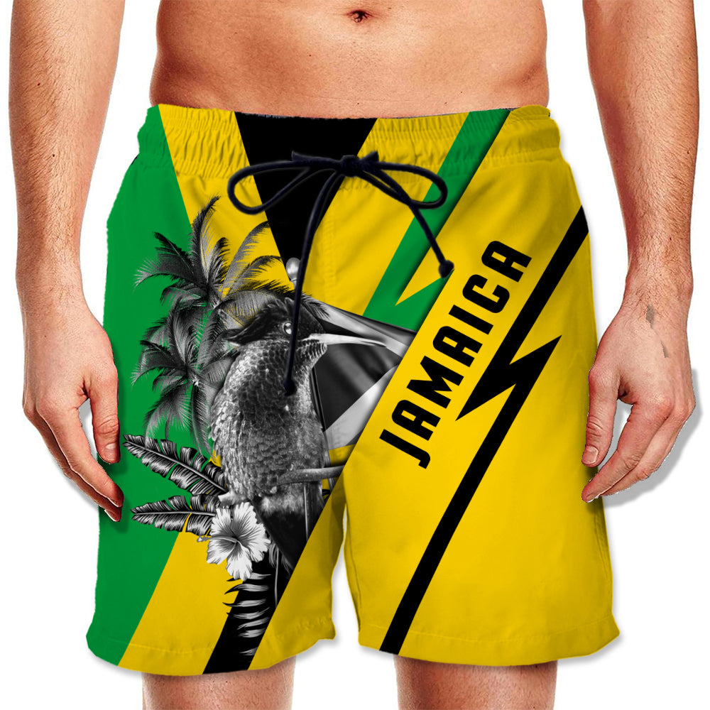 Jamaica Men Beach Shorts Doctor Bird And Flag