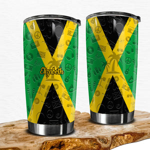 Jamaica Flag And Symbols Personalized Tumbler With Your Name - Tumbler Born Teezalo