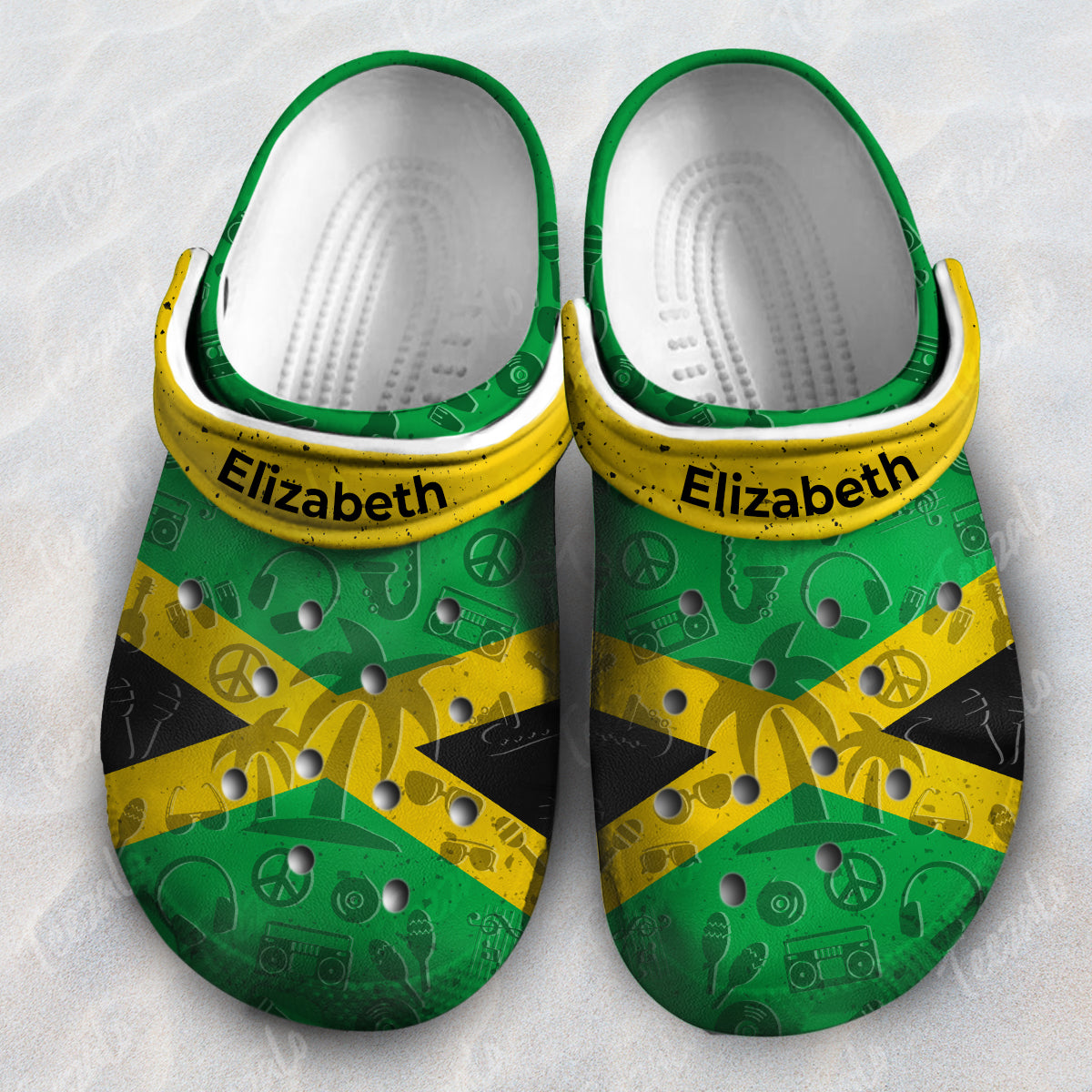 Jamaica Flag Personalized Clogs Shoes With Your Name - Crocs Born Teezalo
