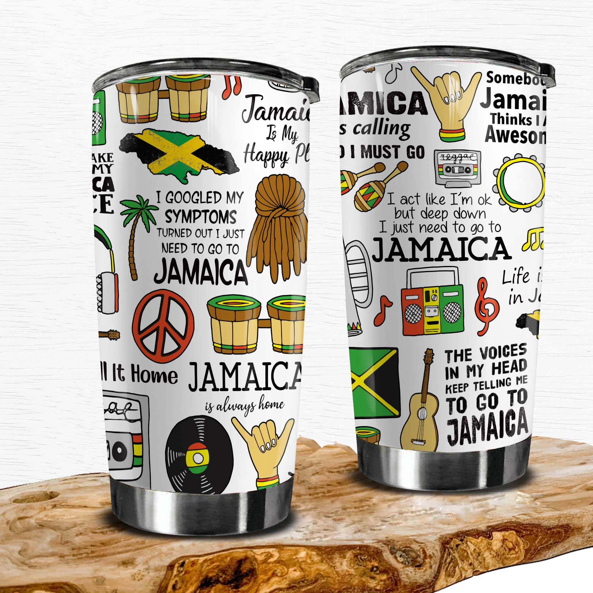 Jamaica Tumbler With Saying And Symbols