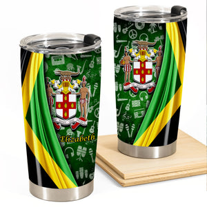 Jamaica Flag Coat Of Arms Symbols Personalized Tumbler - Tumbler Born Teezalo