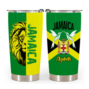 Jamaica Flag Personalized Tumbler With Lion And Bird
