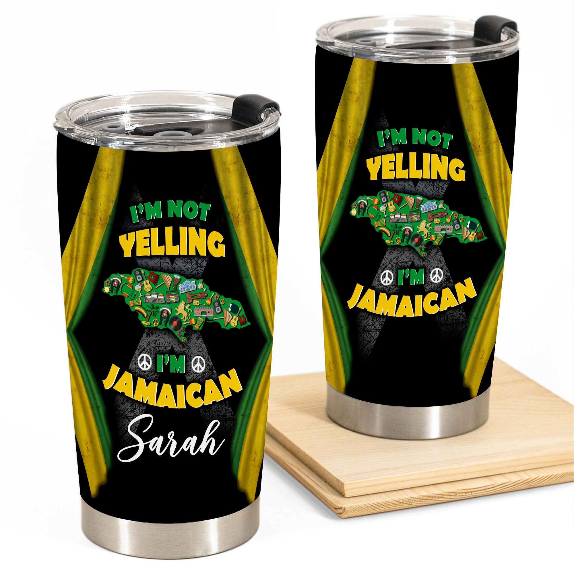 I'm Not Yelling I'm Jamaican Personalized Tumbler - Tumbler Born Teezalo