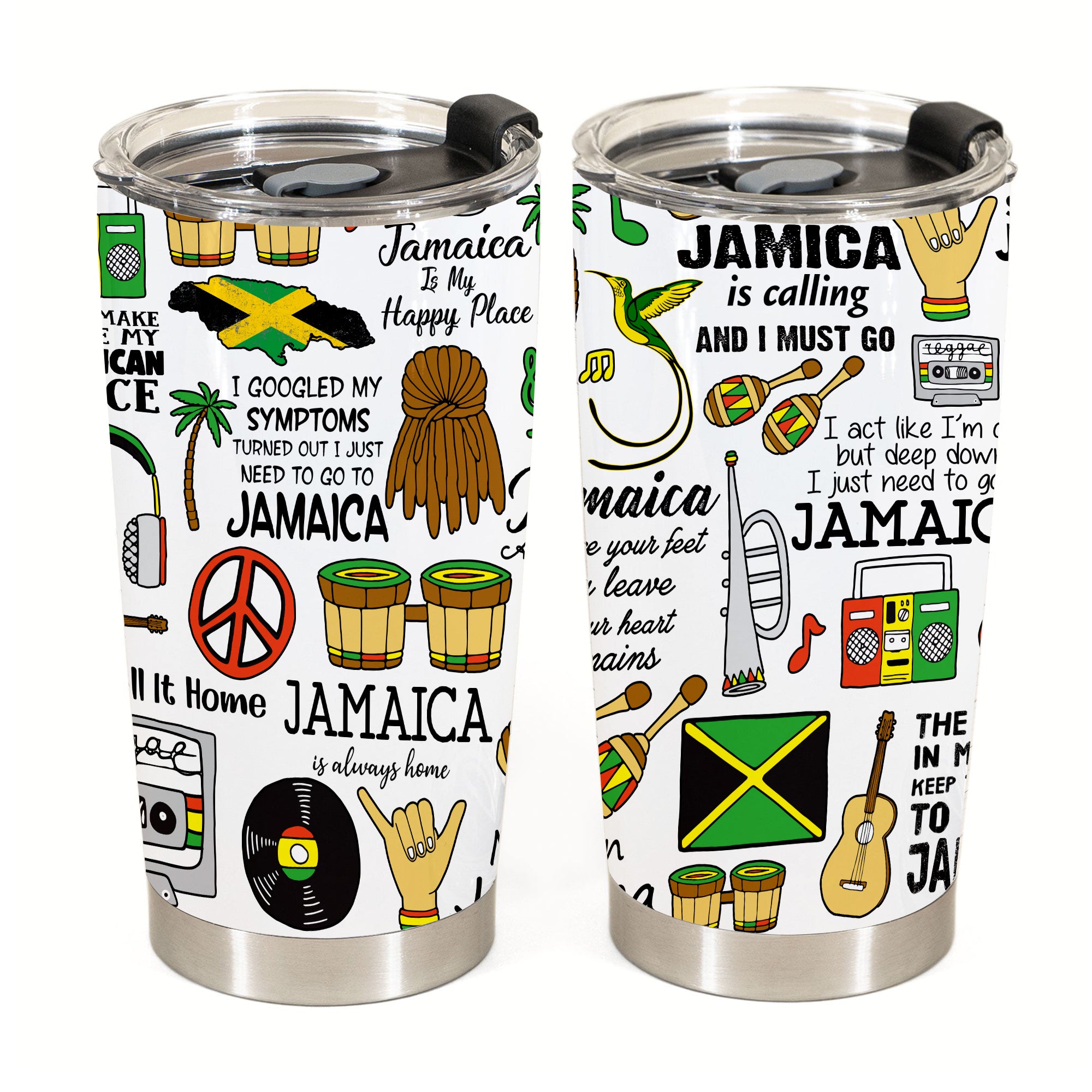 Jamaica Tumbler With Saying And Symbols
