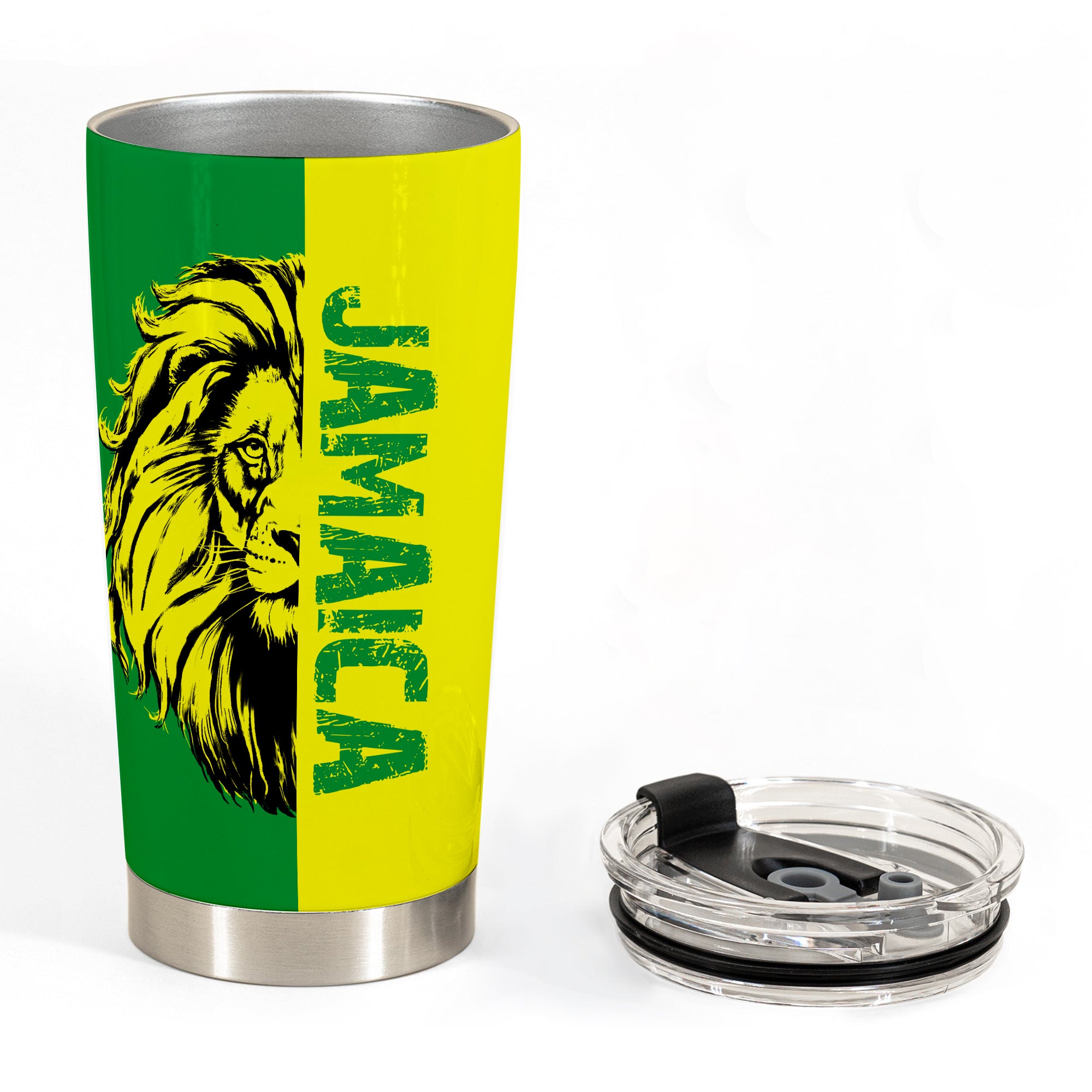 Jamaica Flag Personalized Tumbler With Lion And Bird