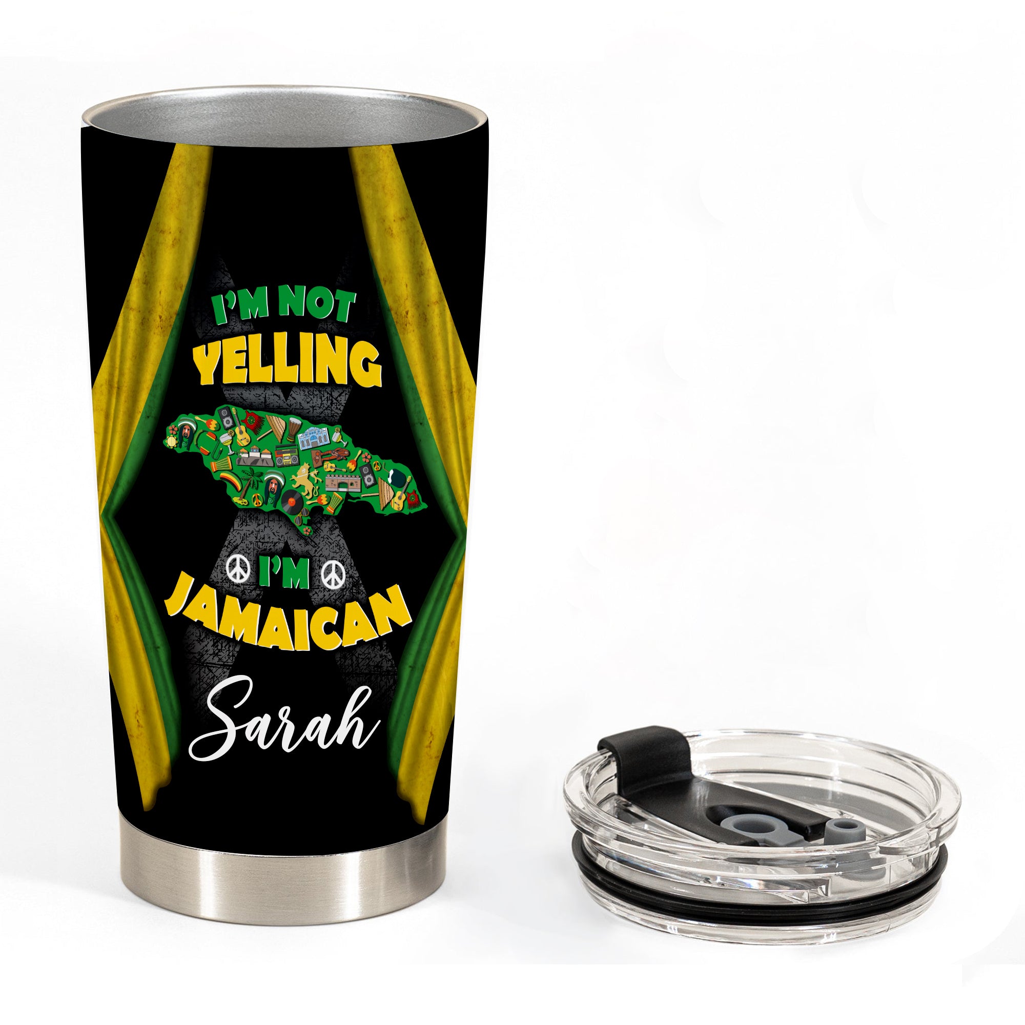 I'm Not Yelling I'm Jamaican Personalized Tumbler - Tumbler Born Teezalo