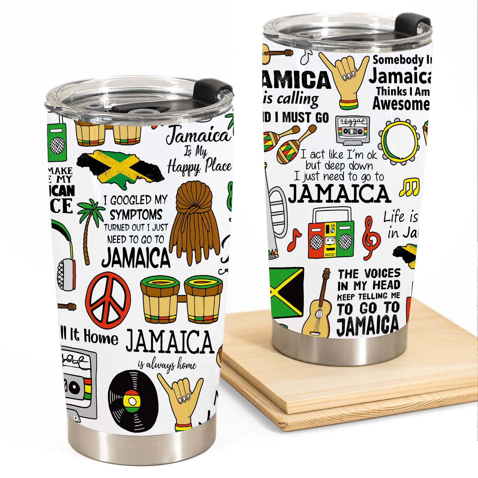 Jamaica Tumbler With Saying And Symbols