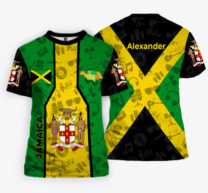 Jamaica Flag Coat of Arms 3D T-shirt With Custom Your Name