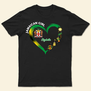 Jamaican Girl Heart With Symbols Personalized T-shirt