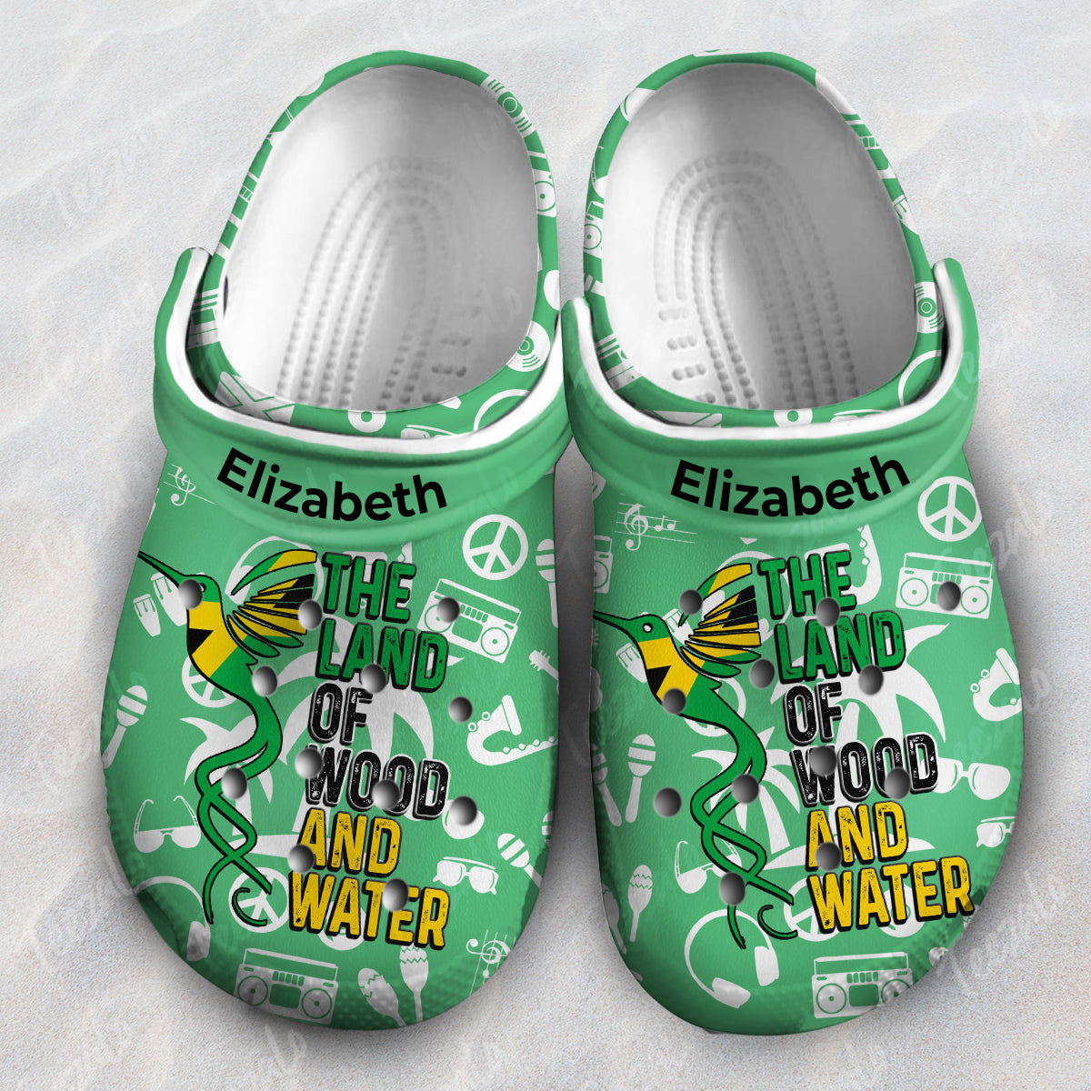 Jamaica Personalized Clogs Shoes With A Half Symbol, Nickname