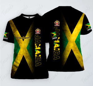 Jamaica Custom Your Name 3D T-shirt Half Flag And Jamaica