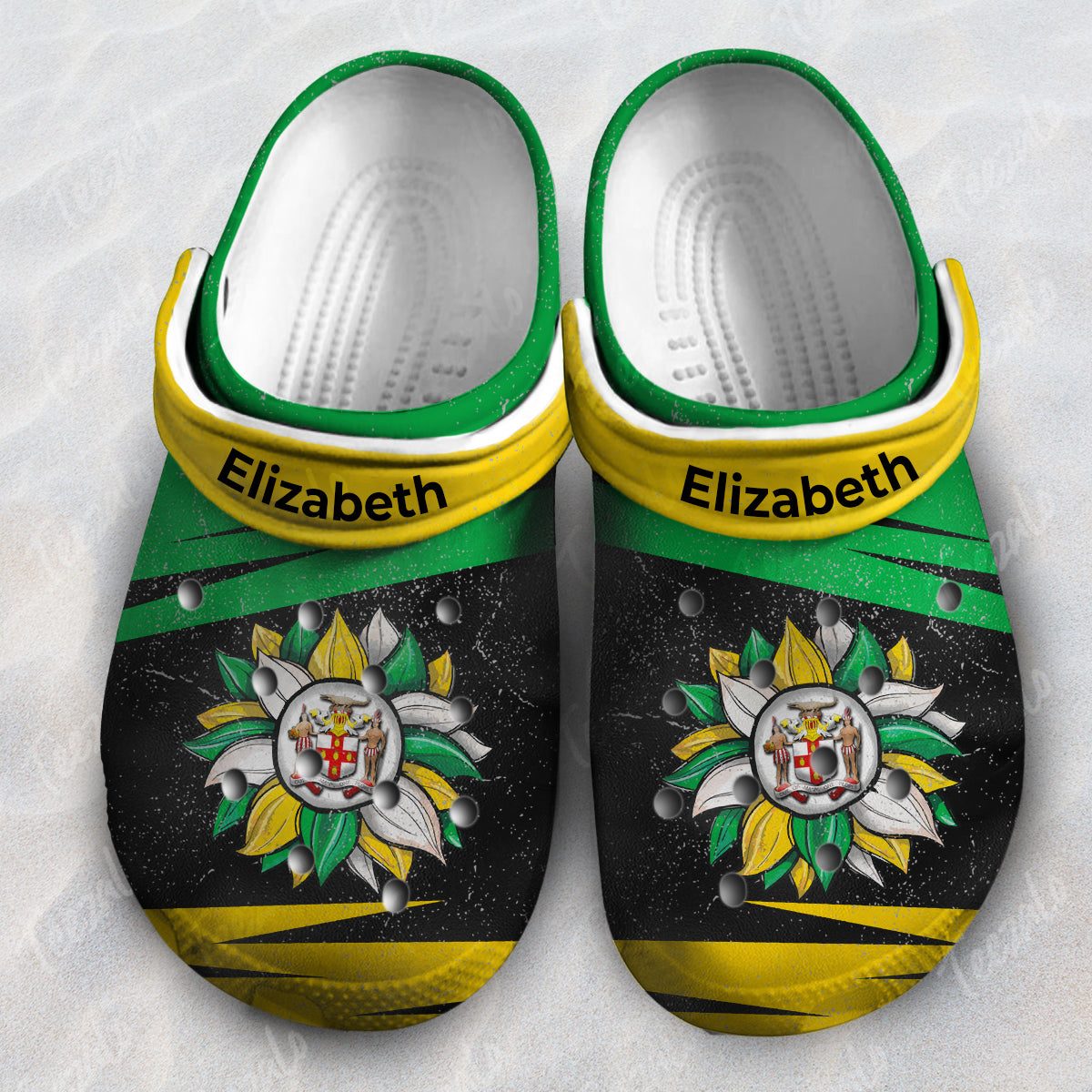 Jamaican Flag Sunflower Personalized Clogs Shoes