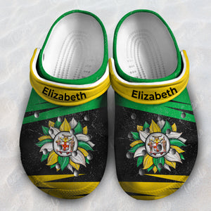 Jamaican Flag Sunflower Personalized Clogs Shoes