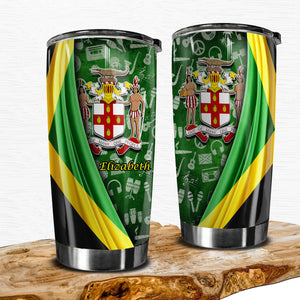 Jamaica Flag Coat Of Arms Symbols Personalized Tumbler - Tumbler Born Teezalo