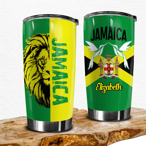 Jamaica Flag Personalized Tumbler With Lion And Bird