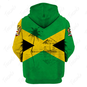 Jamaican Unisex 3D Personalized Hoodie With Heart Flag