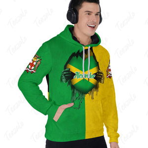 Jamaican Unisex 3D Personalized Hoodie With Heart Flag