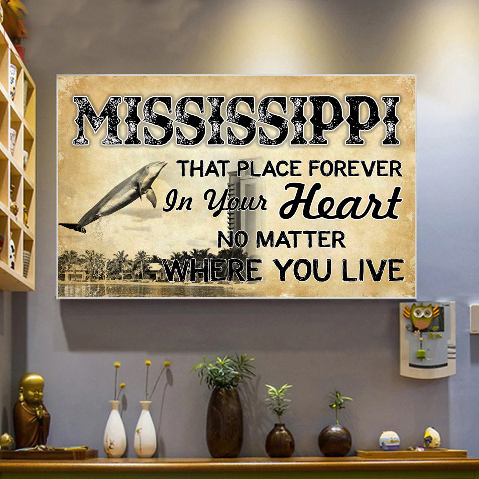 Mississippi That Place Forever In Your Heart Poster - Poster Teezalo