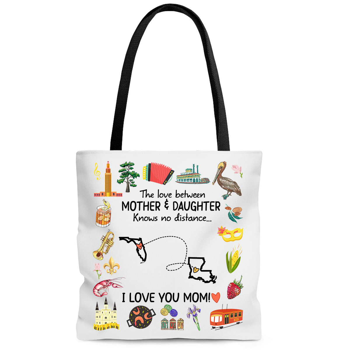 Long Distance Gift For Mom Tote Bag, Love Knows No Distance - Bags Teezalo