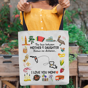 Long Distance Gift For Mom Tote Bag, Love Knows No Distance - Bags Teezalo