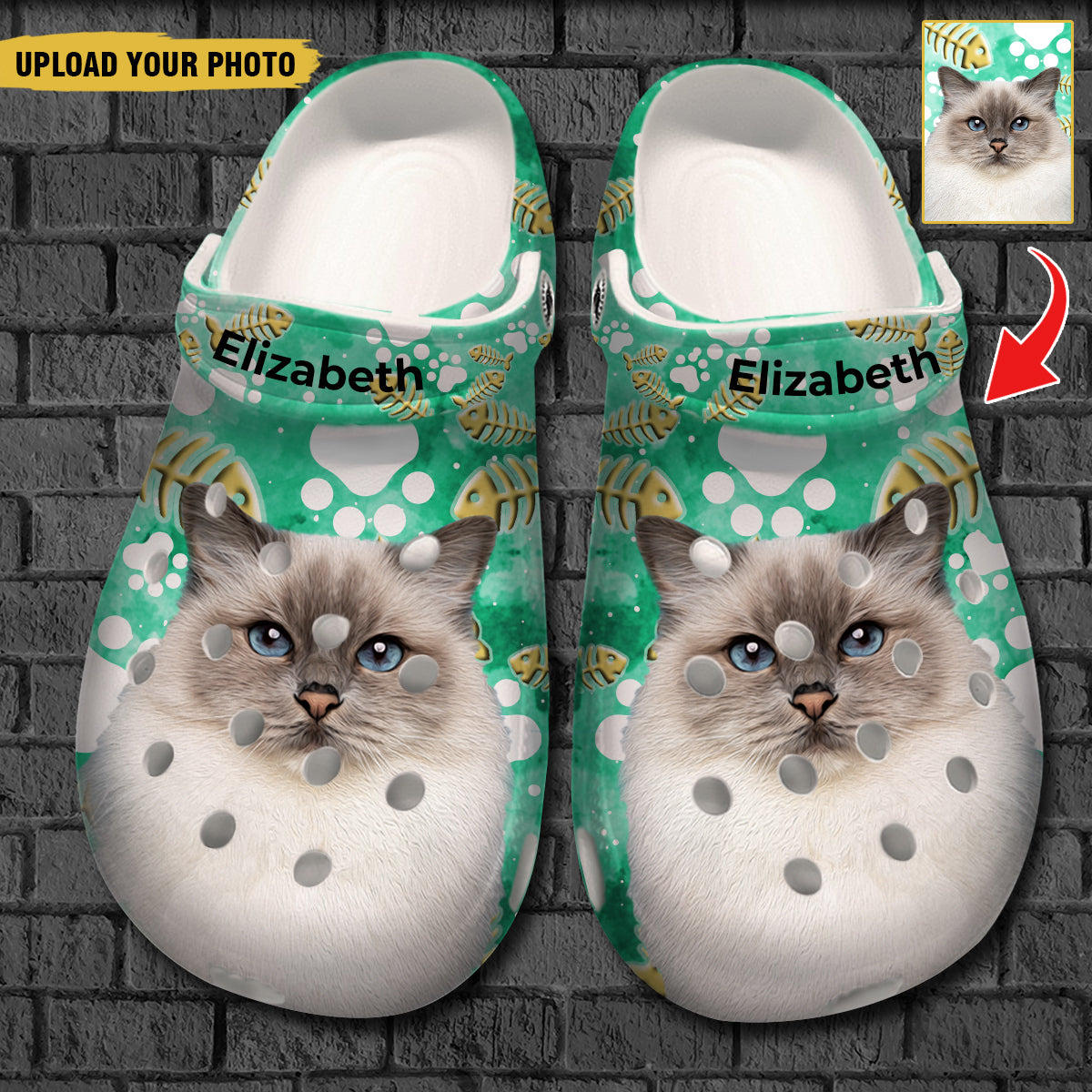 Custom Cat Lovers Clogs Shoes, Custom Photo Face Clogs Shoes - Men's US3